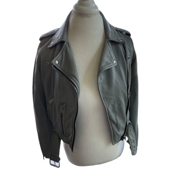 All Saints grey buttery leather jacket in grey size 2 - Picture 2 of 5